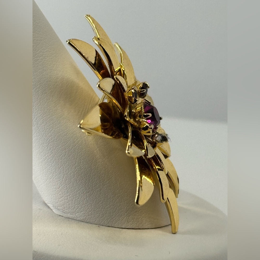 Floral Brooch with Purple Accents - Picture 3 of 6